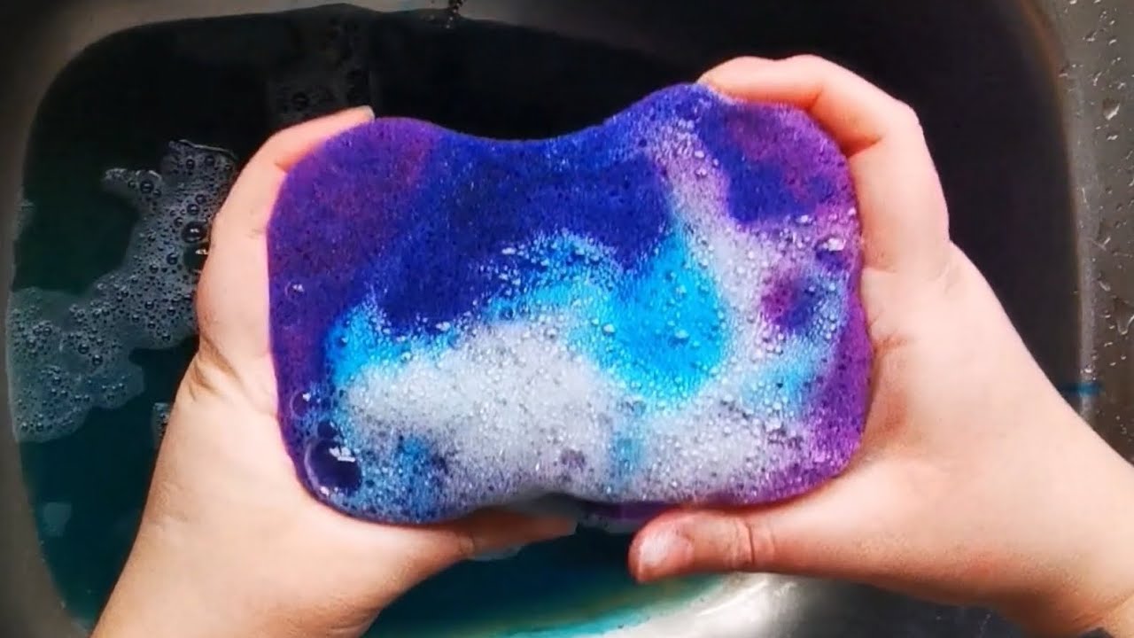 Saved product, blue colour, new purple sponges