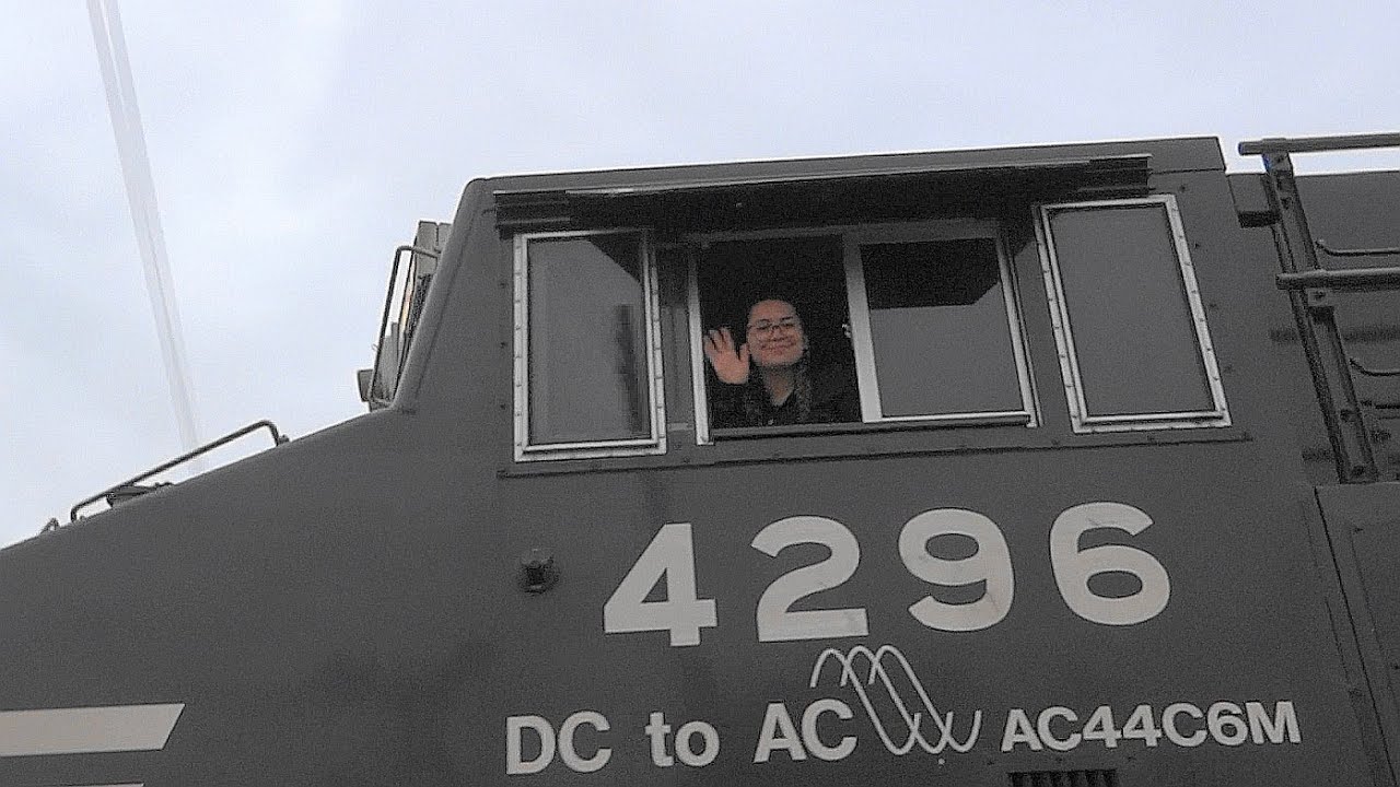 Friendly Conductor on Norfolk Southern Mixed Freight Train