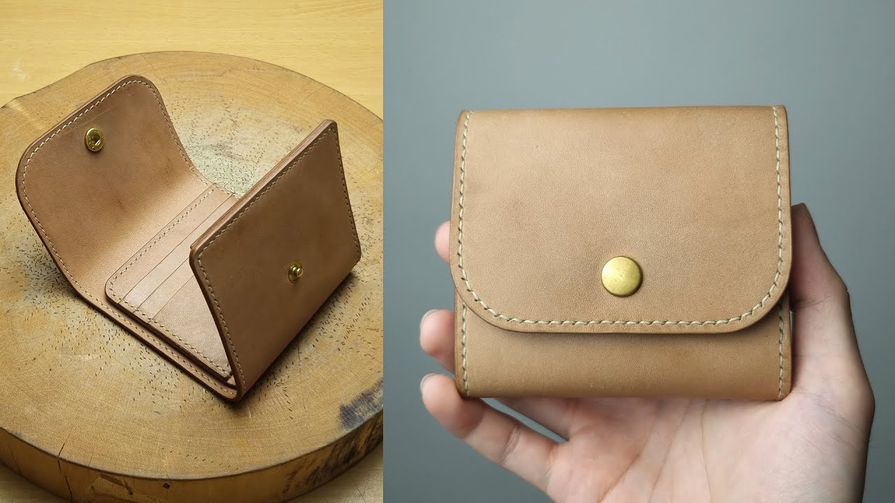 Making HANDMADE Leather Trifold Wallet | DIY FREE PATTERN | Leather Craft ASMR