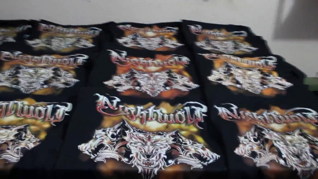 Quadricromia e branco luzes em camiseta preta - Nightwolf