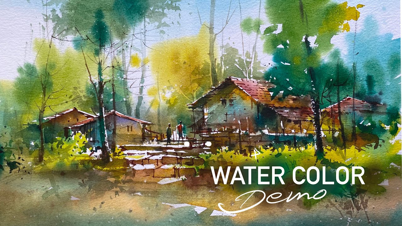 Water color painting demo  | water color landscape painting