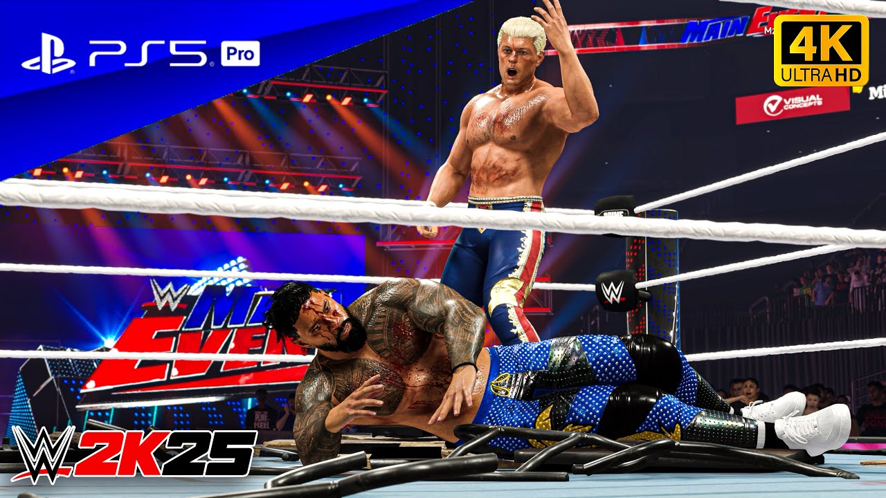 WWE 2K25 — Джей Усо против Коди Роудса | Настольный матч «Железный человек» | PS5™ Pro [4K60]
