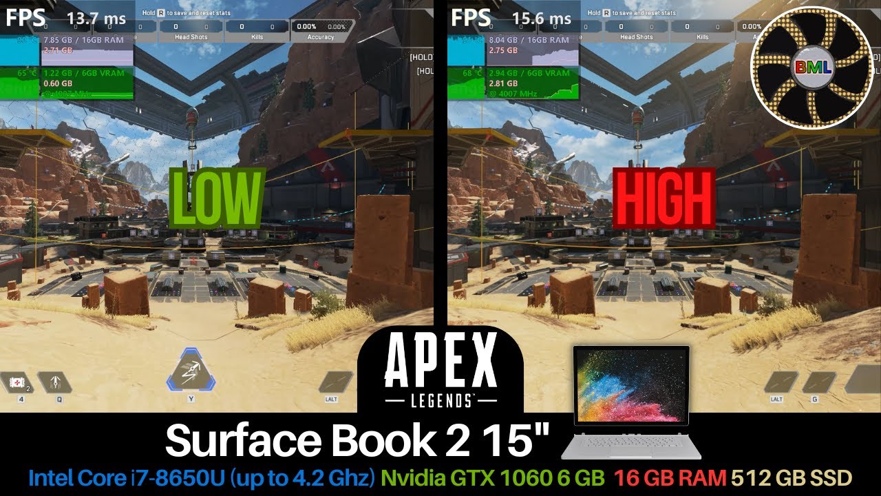APEX Legends | Low VS High | GTX 1060 Mobile 6GB, i7-8650U, 16GB RAM - Surface Book 2 15