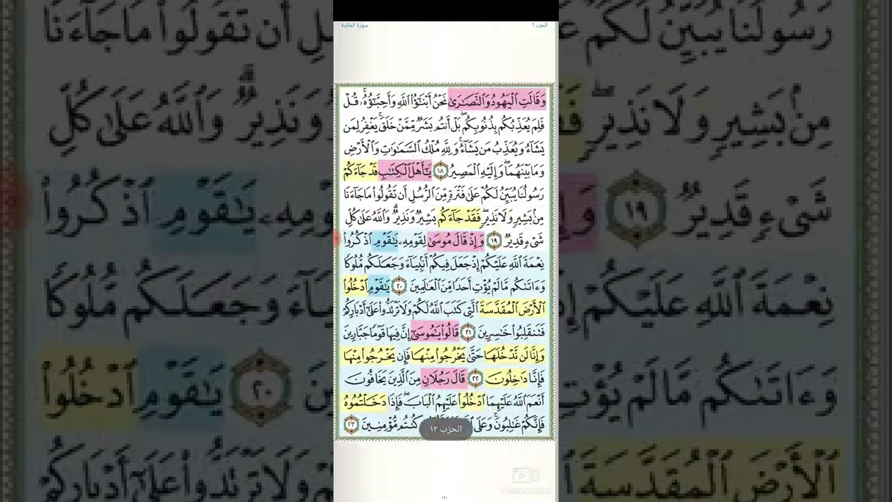 تثبيت وتربيط الربع السادس من سورة المائدة(ربع يا أيها الرسول بلغ ما أنزل إليك  )