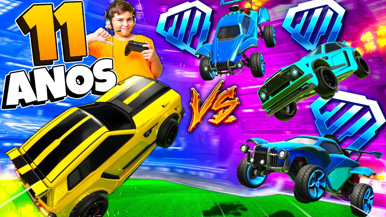 CRIAN&Ccedil;A DE 11 ANOS vs 3 PLAYERS DE CADA RANK DO ROCKET LEAGUE (inacredit&aacute;vel)
