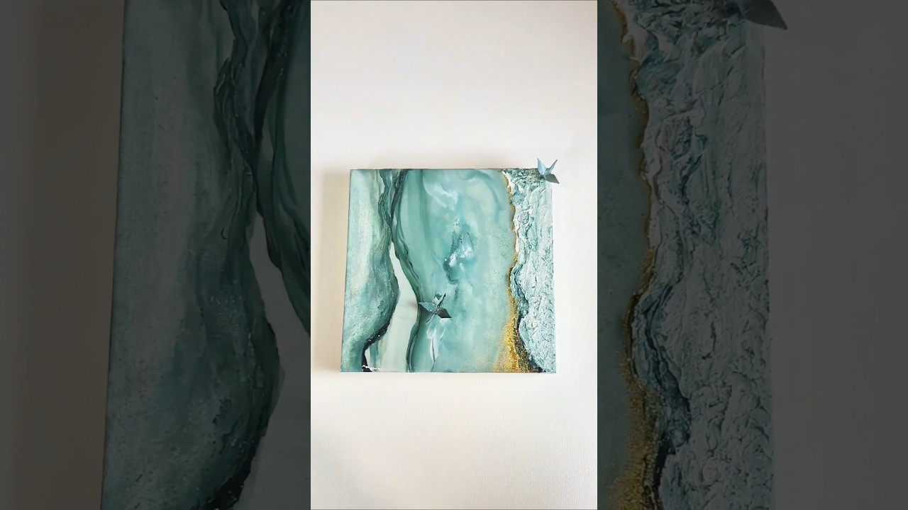 【折り鶴絵画と彫刻】日本画材と自然の要素で　　　　