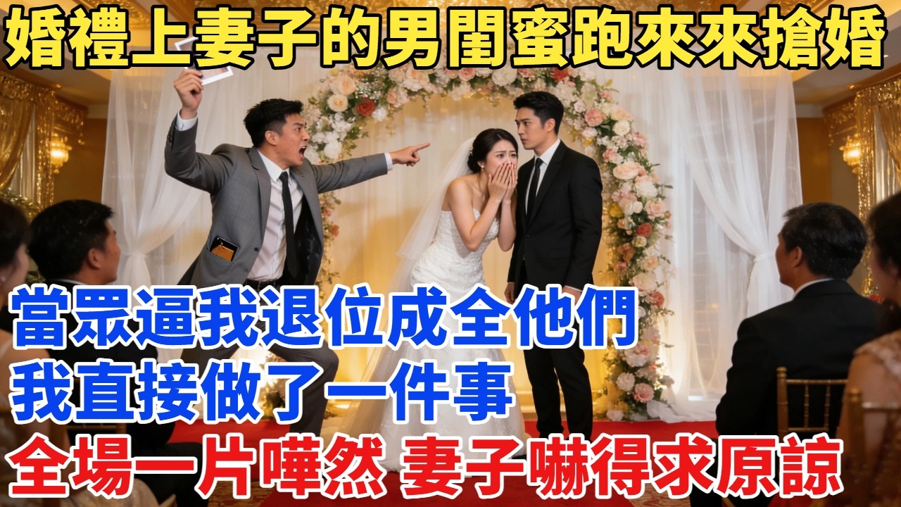 婚禮上妻子的男閨蜜跑來來搶婚，當眾逼我退位成全他們，我直接做了一件事， 全場一片嘩然，妻子嚇得當眾求原諒#故事#奇聞#故事分享#為人處世#奇聞異事#情感#情感故事