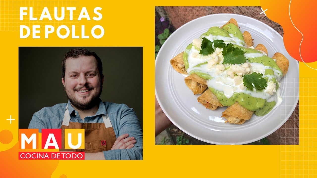 Flautas de Pollo con Salsa de Aguacate