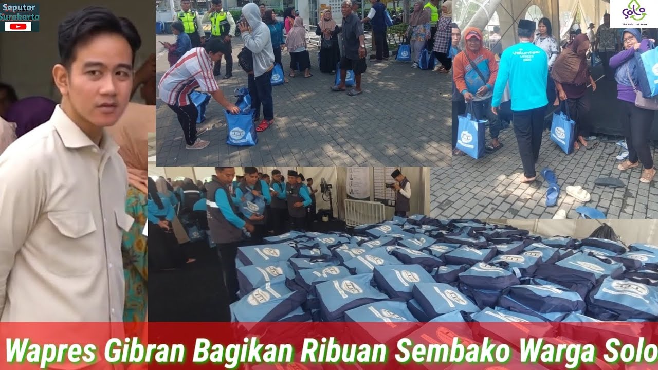 Gibran Tiru Jokowi, Bagikan 3000 Paket Sembako Istana Wapres Mulyakan Warga Solo Miskin Masjid Zayed