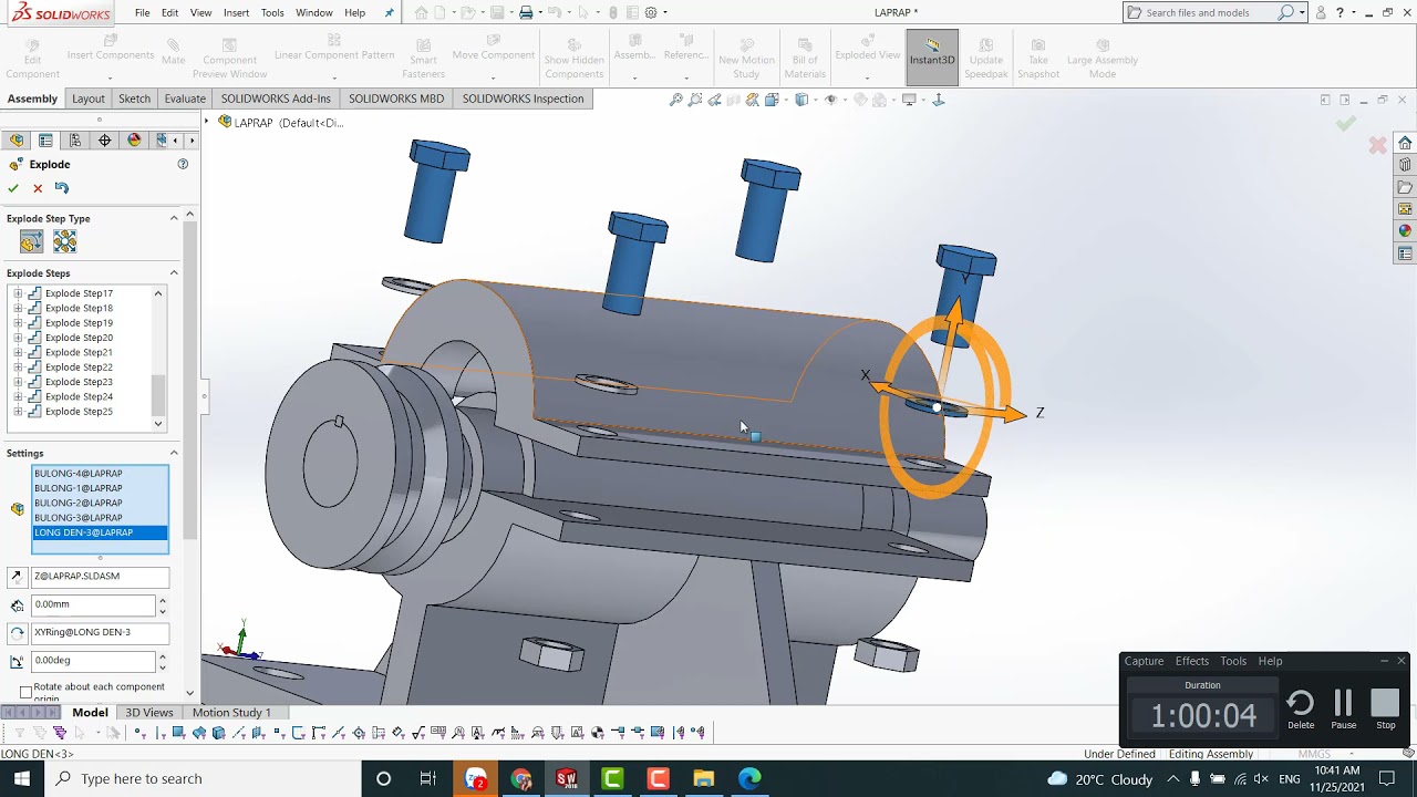 Cách phân rã các chi tiết trong Solidworks - Mô phỏng tháo lắp trong solidworks