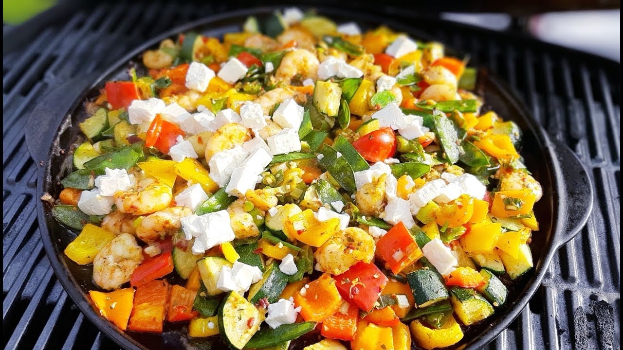 Garnelenpfanne vom großen Pampered Chef Grillstein