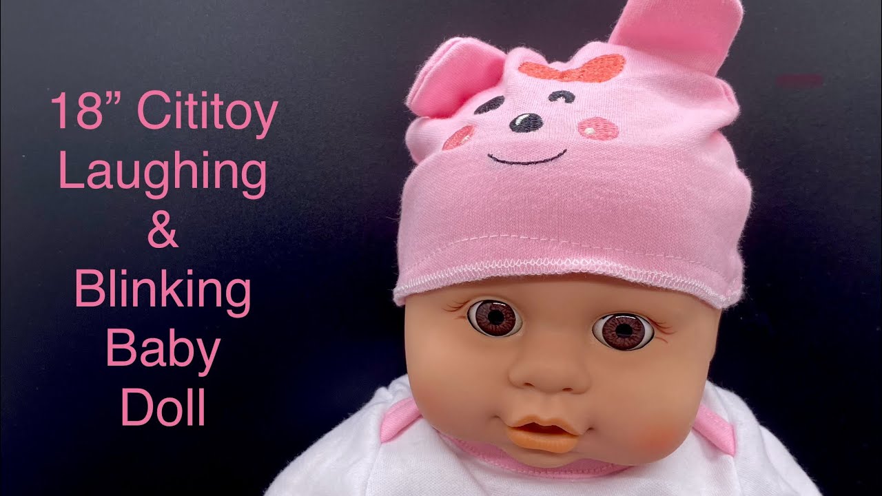 18&rdquo; CITITOY Laughing Giggling Blinking Animated Baby Doll B8421 2004 Battery Operated