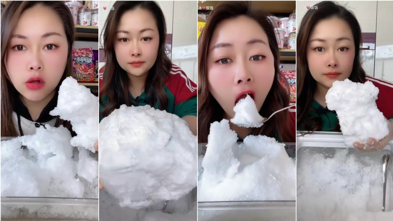 WHITE ICE EATING ASMR 💙 ICE EATING ASMR 💙 Snow-white ASMR 💙