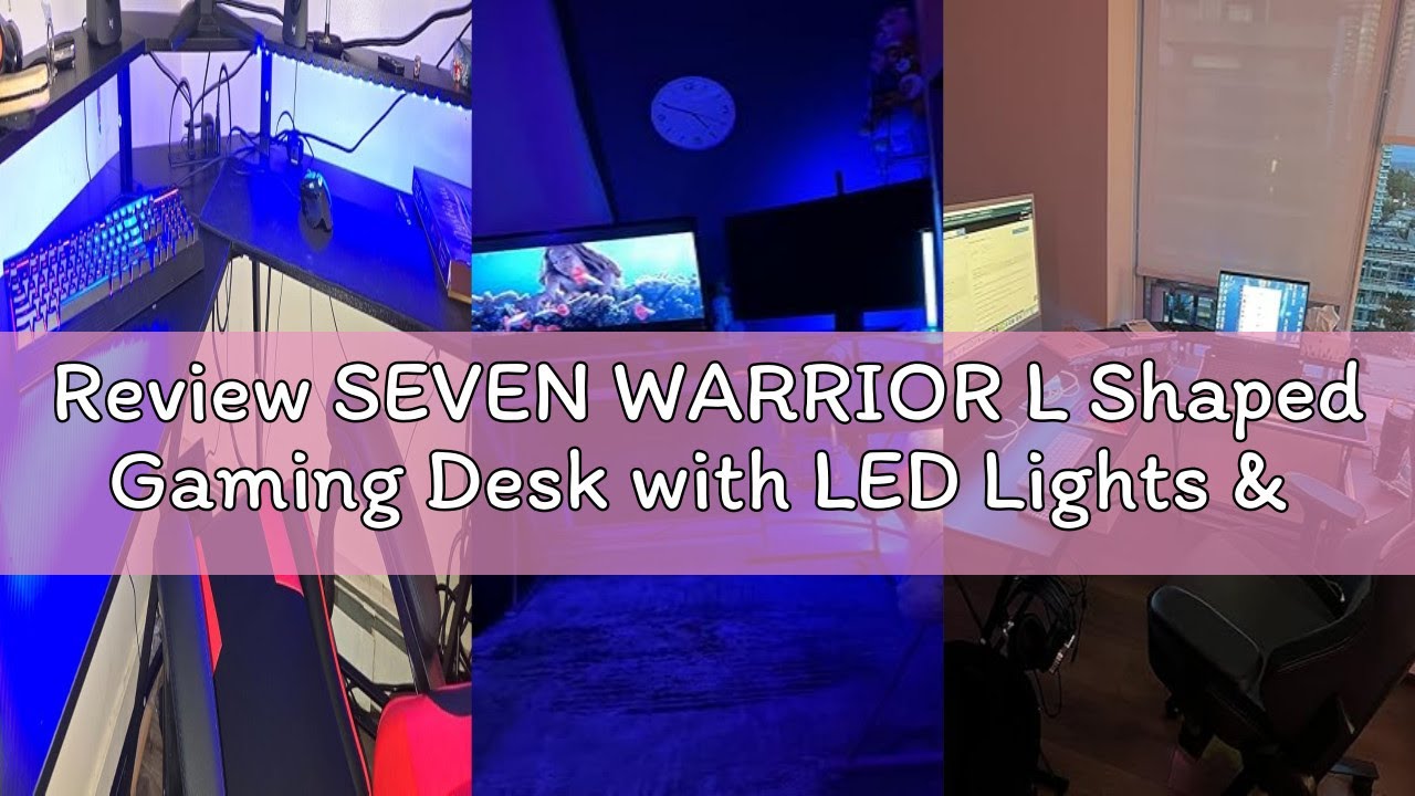 Review SEVEN WARRIOR L Shaped Gaming Desk with LED Lights & Power Outlets, 50.4” Computer Desk with