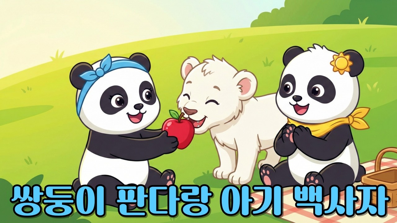 쌍둥이 판다랑 아기백사자