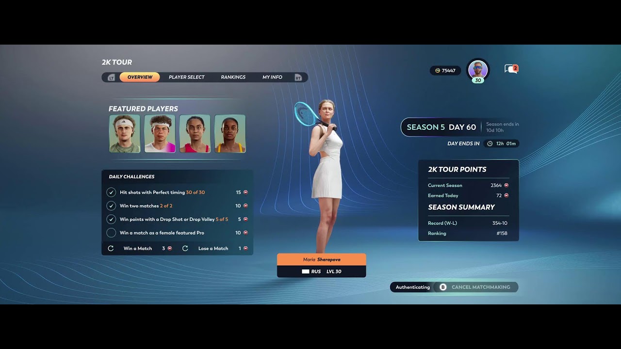 Top Spin 2K25 - 2K Tour - Season 5 (350W - 10L)