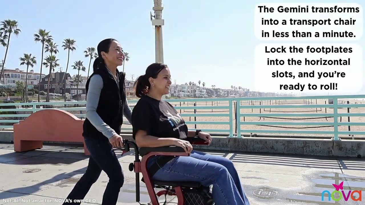 A Walk at the Pier with the NOVA Gemini 2-in-1 Rollator and Transport Chair