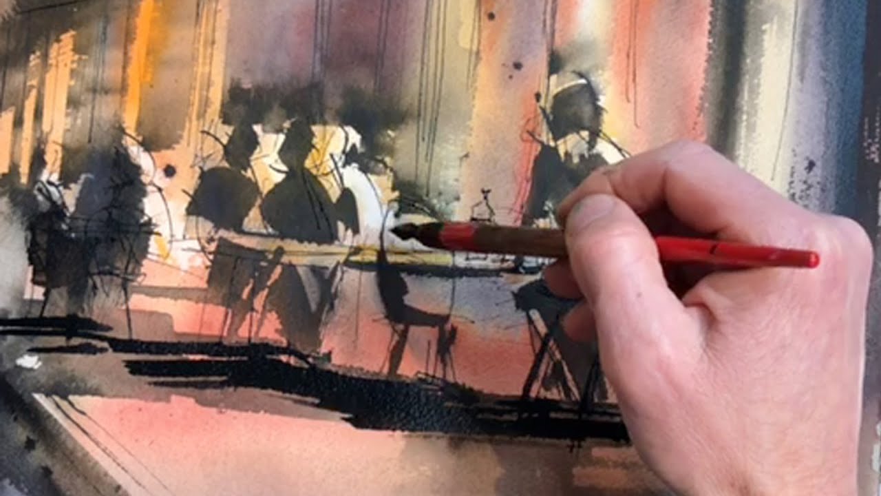 How I Paint an Inviting Café Scene with Watercolours and Ink - Paul Kenton
