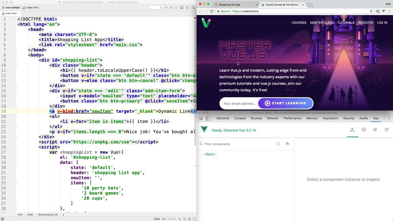 Vue School   Vue js Fundamentals   8 Attribute Bindings