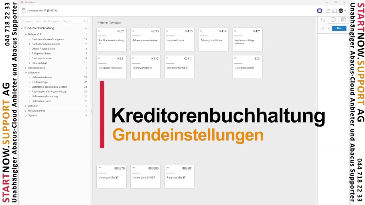Schulung Kreditorenbuchhaltung Grundeinstellungen