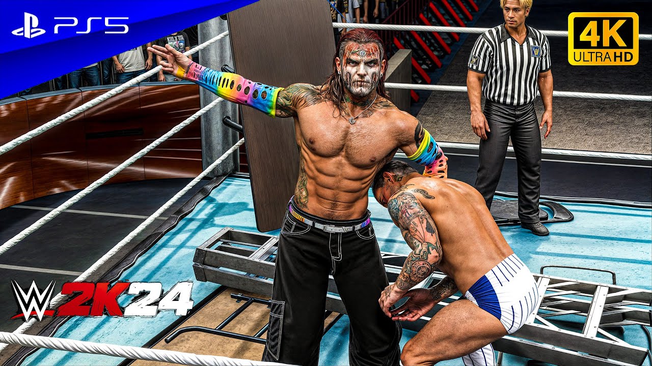 WWE 2K24 - Jeff Hardy vs. CM Punk | No Holds Barred Match | PS5™ [4K60]