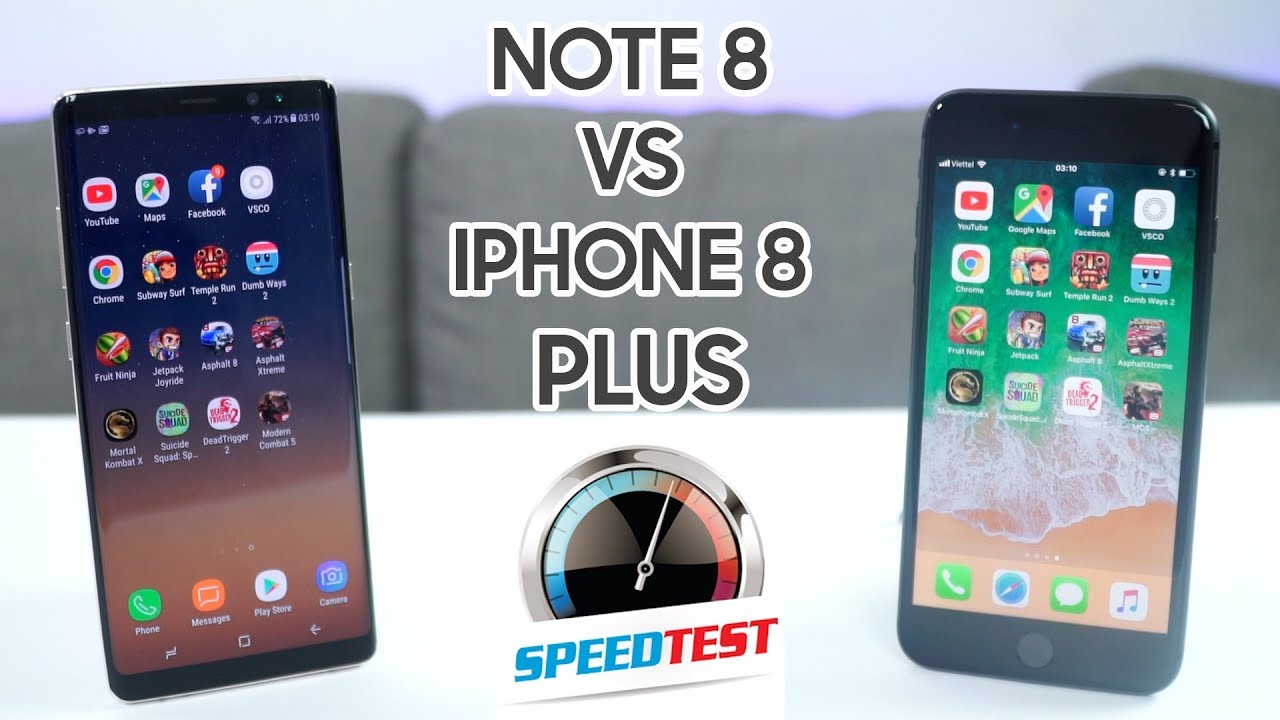 Speedtest iPhone 8 Plus vs Galaxy Note 8: Ông vua hiệu năng 2017 thuộc về... [ENGSUB]