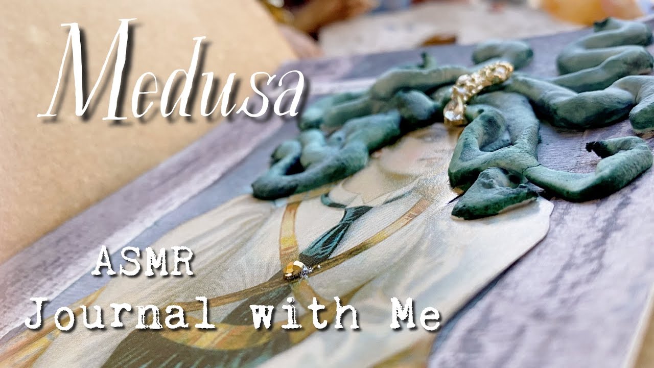 ASMR Medusa Art Journal with Me 🐍 Relaxing Scrapbooking | Decorating a Diary | No Talking
