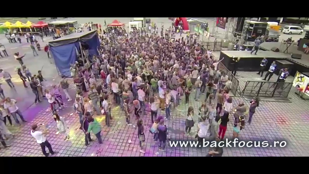 Color explosion - Holi Colors Festival in Romania - Aerial video