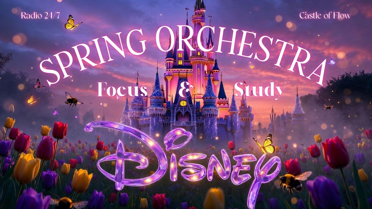 Magical Disney Spring Orchestra 2026 🌷 24/7 BGM for Focus & Study | Twilight Castle Ambience