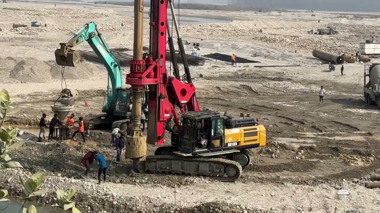 Bridge construction Bardiya to kailali#highlights #followers #machine #automachine 