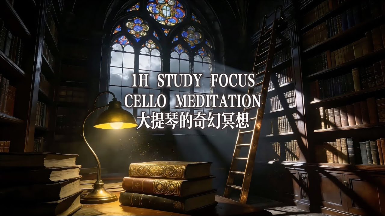 🕯️1-Hour Dark Academia: Gothic Library & Thunderstorm｜STUDY FOCUS | CELLO MEDITATION｜專注學習/冥想/白噪音
