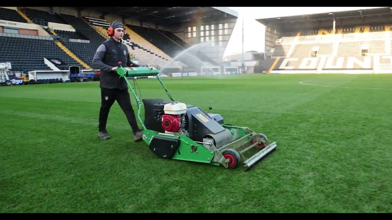The Dennis PRO-34R Rotary Mower in action at Notts County FC.