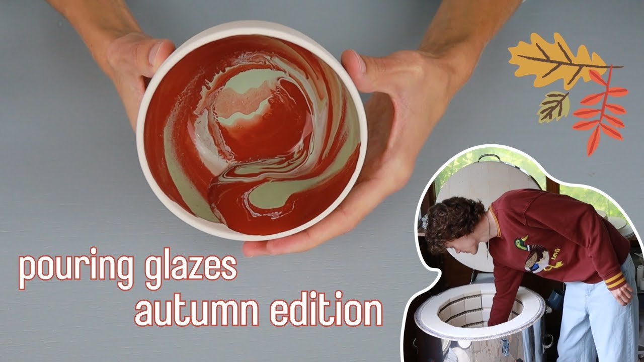 Pouring  Glazes On Pottery Autumn Edition  //  fun pottery glazing techniques