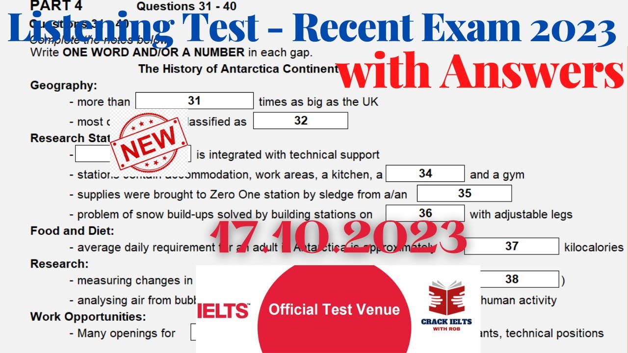 IELTS Listening Actual Test 2023 with Answers | 17.10.2023