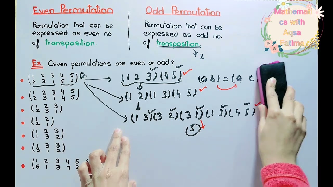 lec#65 Even and Odd permutation #group #theory #Identity per. is even #mathematics #ppsc #maths #PhD