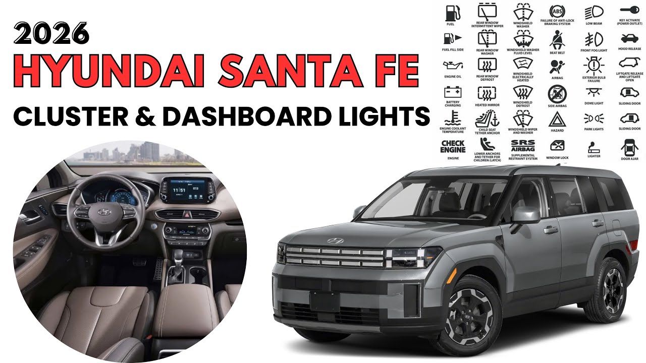 Руководство по индикации и контрольным лампам на приборной панели Hyundai Santa Fe 2026 года