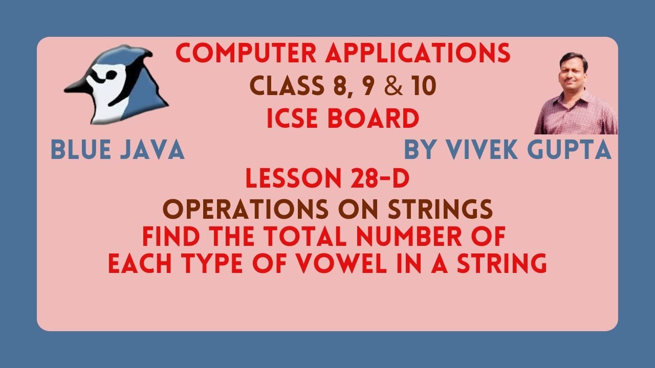 Java program to count the number of each type of vowel in a string.