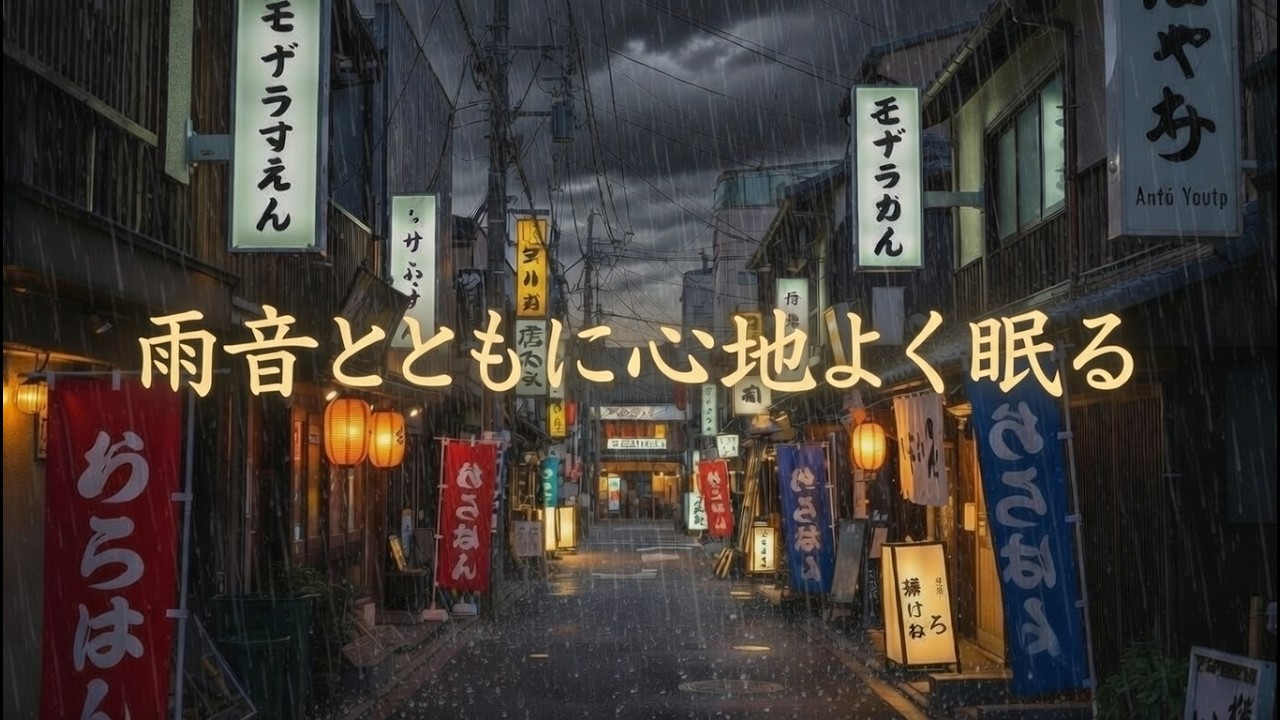 Звуки дождя, звучащие как колыбельная, разносятся по ночным улицам Японии.