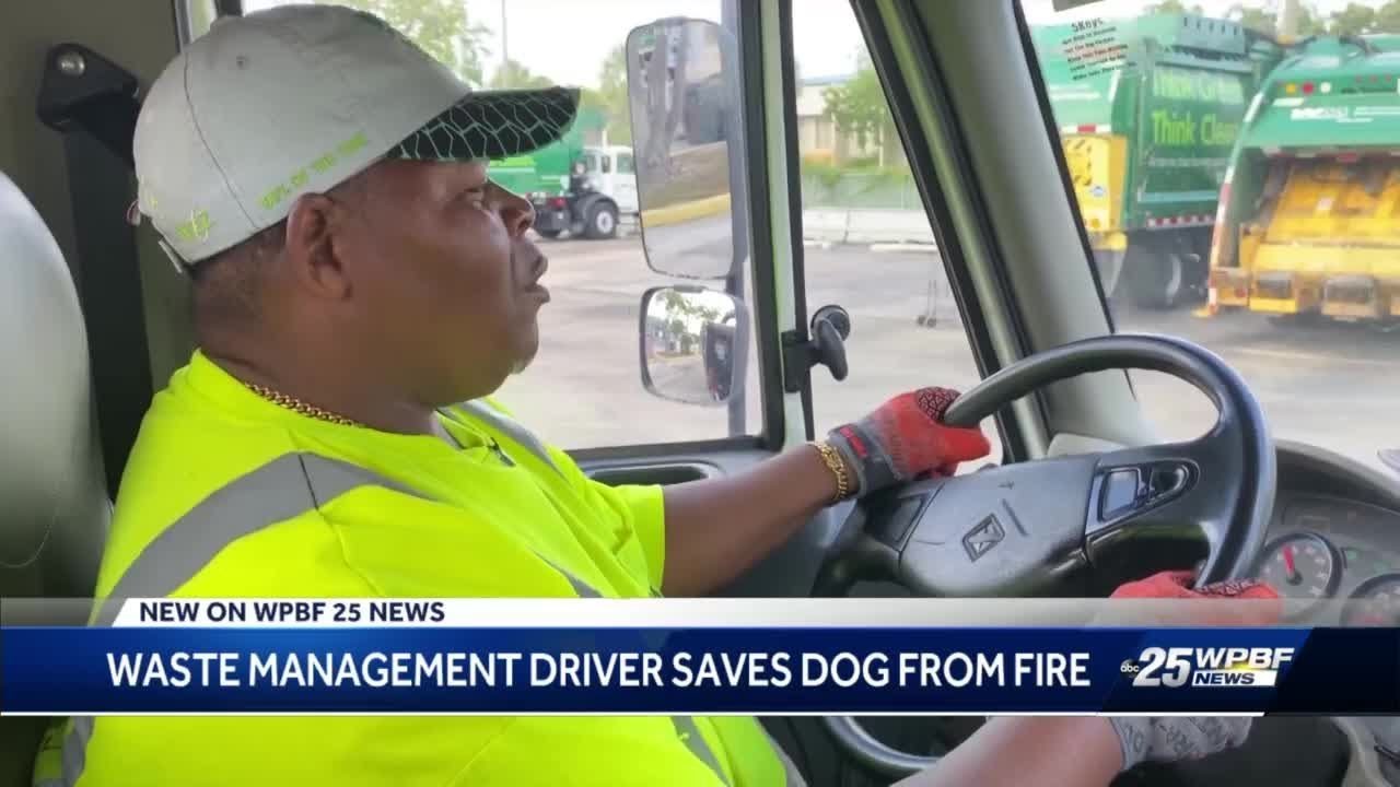 Garbage truck driver's quick action saves trailer, dog inside