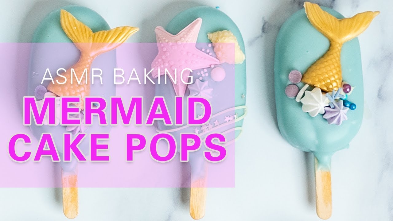 ASMR BAKING Crunchy Mermaid Cake Popsicles | WATCH ME BAKE | CECILIA VUONG