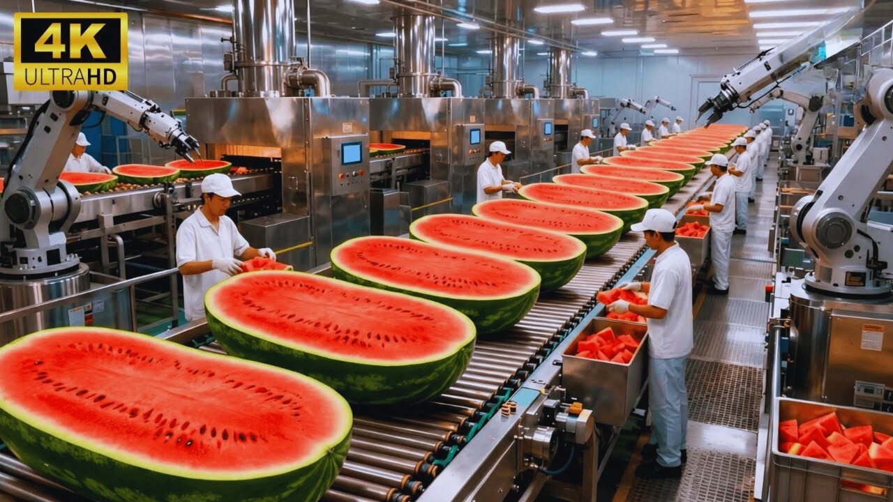 Inside Watermelon Factory How Millions Of Melons Are Crushed Into Juice Full Process