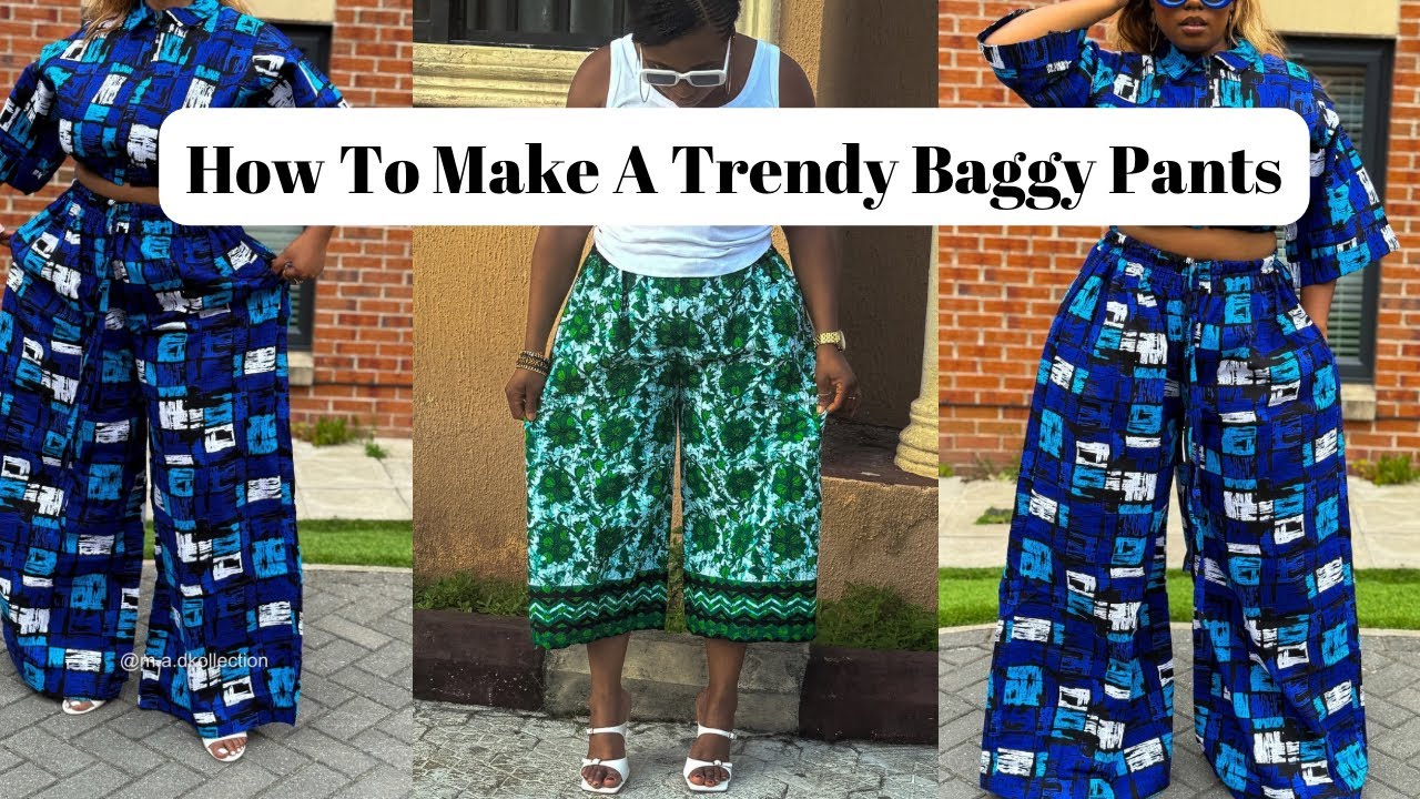 How to Make A Trendy Baggy Trouser with Elastic Waistband | Ankara Jumbo Pants