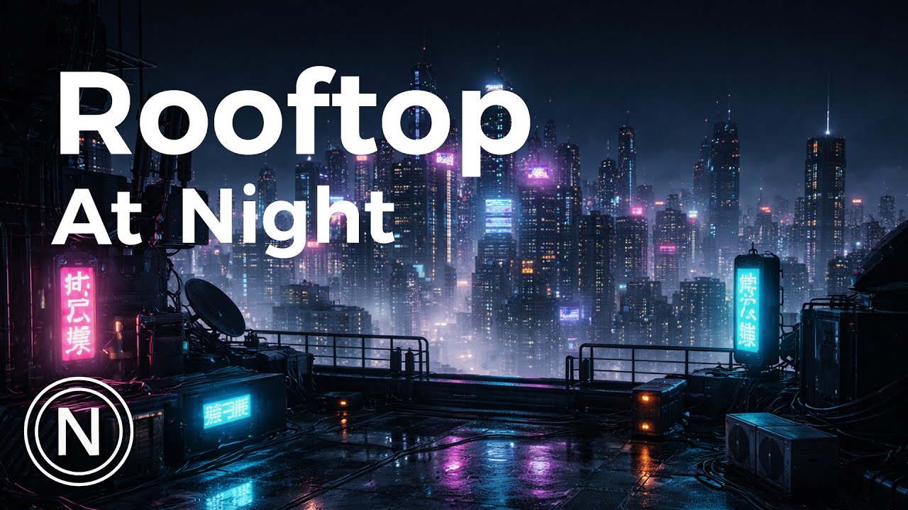 Future Tokyo Rooftop at Night | Neon City Ambience (10 Hours)