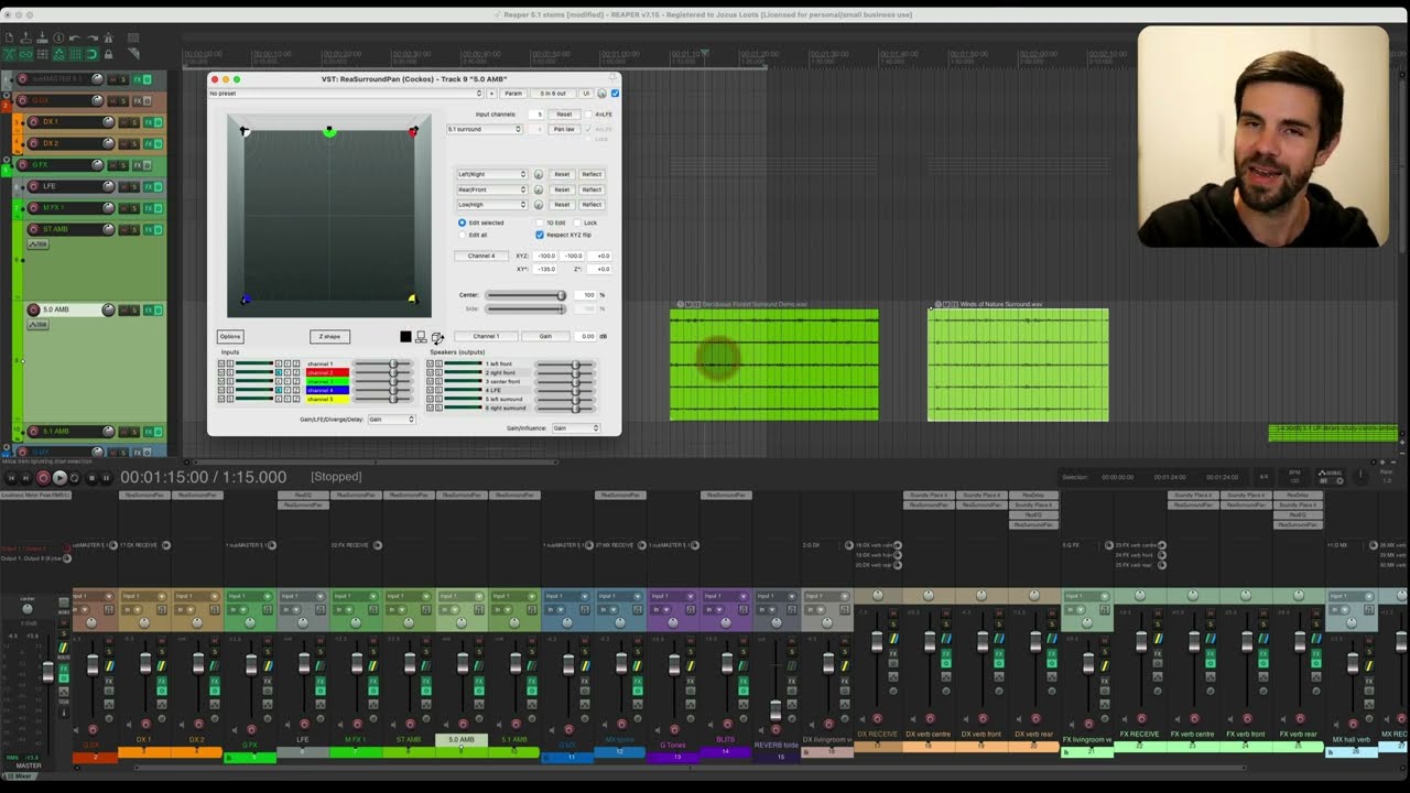 06 Reaper | 5.1 Surround - folder, stems, groups, routing and exports