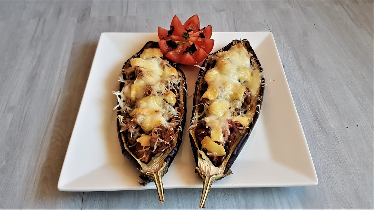 AUBERGINES FARCIES AU THON   الدنجال معمر بالطون