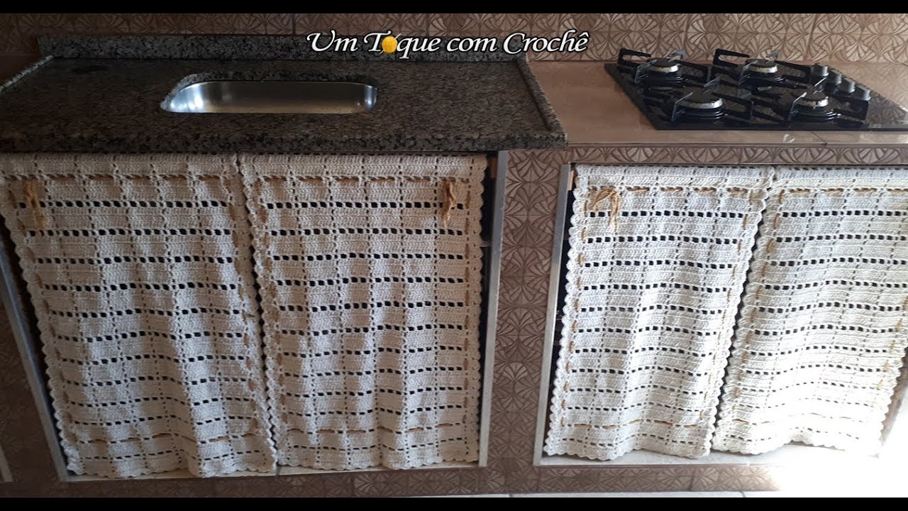 Cortina de crochê para pia de cozinha , rápido e fácil de fazer.