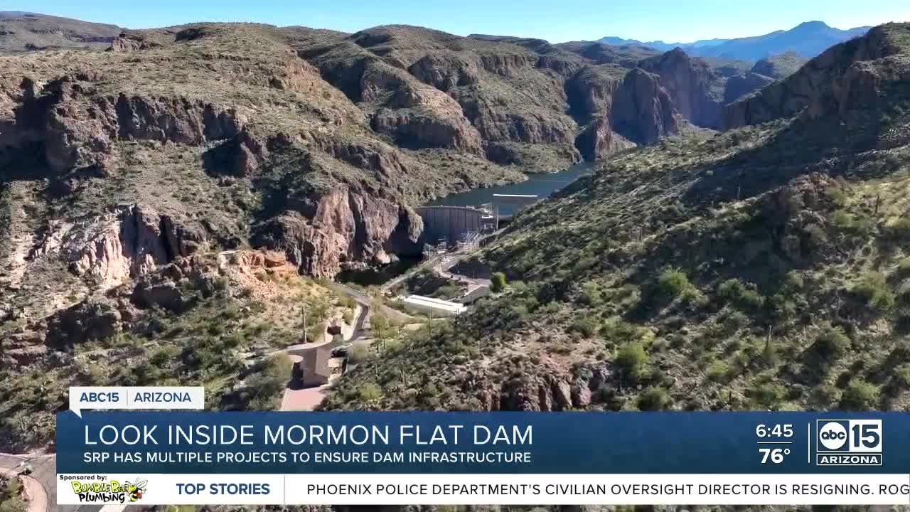 Look inside Mormon Flat Dam