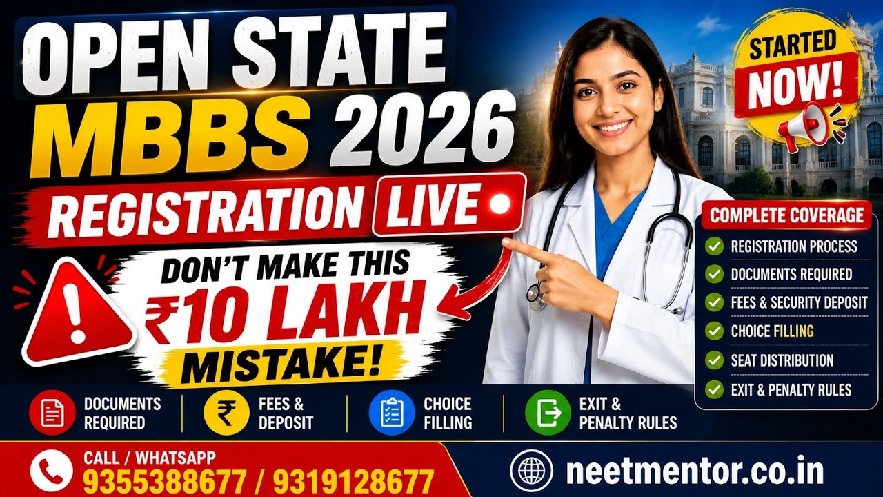 NEET UG 2026 Tamil Nadu Open State Counselling | Registration Process, Fees & Penalty Rules