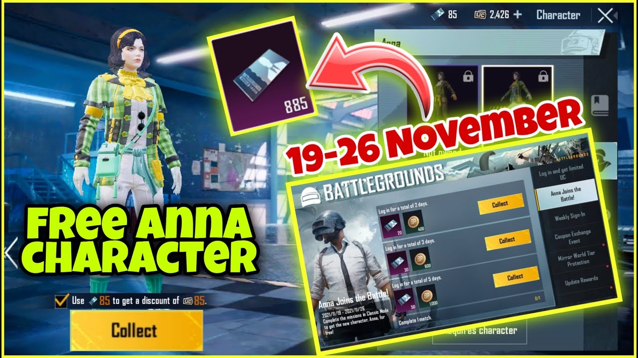 Get Free Anna Character Vouchers | How To Get Anna Character Free In BGMI