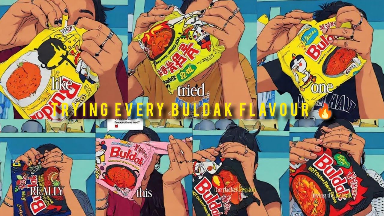 Trying Every Buldak Ramen Flavor (Quattro Cheese, Carbonara, Jjajang & More ❤️🍜🙌